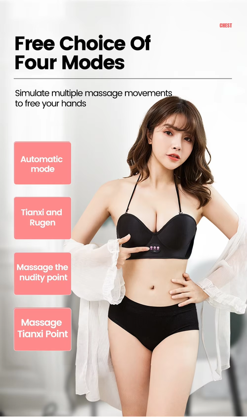 Portable rechargeable breast massager with heating, vibration and massage functions