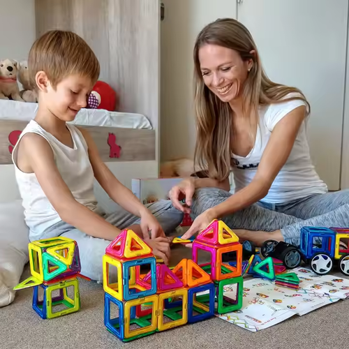Children's colorful strong magnetic chip color box building block set building bricks educational learning toys