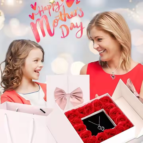 Valentine's Day Mother's Day Father's Day Gift I Love You Necklace 100 Languages ​​Rose Necklace I Love You Projection Necklace Premium