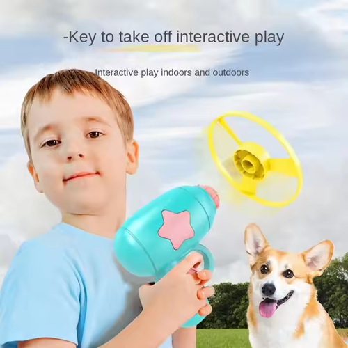 Outdoor flying bamboo dragonfly toy UFO launcher gyroscope gun with rotating toy