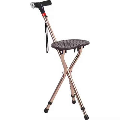 High quality convenient foldable multifunctional elderly walking stick with chair smart walking stick stool