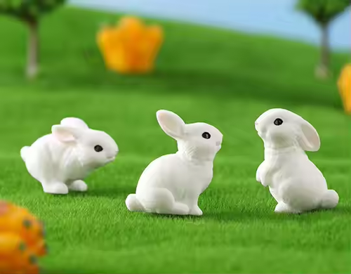 Creative Mini White Rabbit Home Decoration Cute Cartoon Simulation Animal Ornaments Easter Ornaments (10 Pieces per Pack)