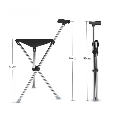 Portable walking stick stool non-slip trekking stick lightweight walking stick with seat