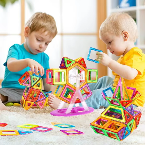 Children's colorful strong magnetic chip color box building block set building bricks educational learning toys