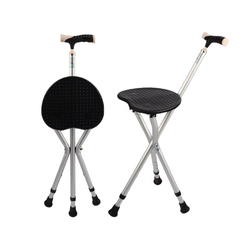 High quality convenient foldable multifunctional elderly walking stick with chair smart walking stick stool