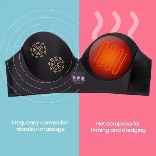 Portable rechargeable breast massager with heating, vibration and massage functions