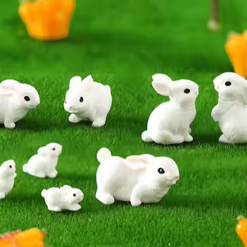 Creative Mini White Rabbit Home Decoration Cute Cartoon Simulation Animal Ornaments Easter Ornaments (10 Pieces per Pack)