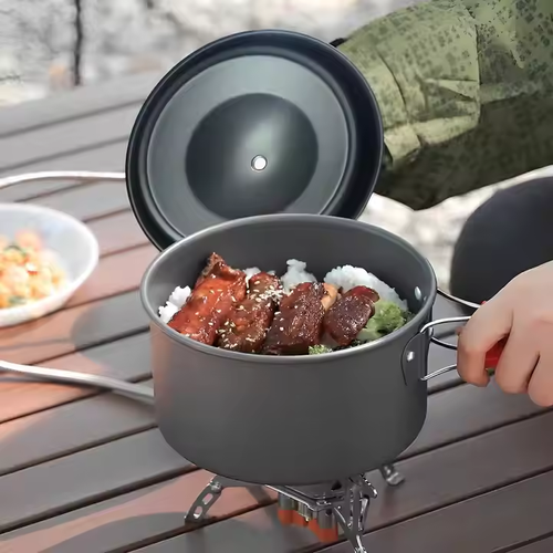 Camping Cookware Set with Kettle Camping Aluminum Cookware Set Backpacking Cookware