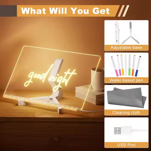 Personal creative exquisite luminous drawing board transparent desktop whiteboard erasable board with stand