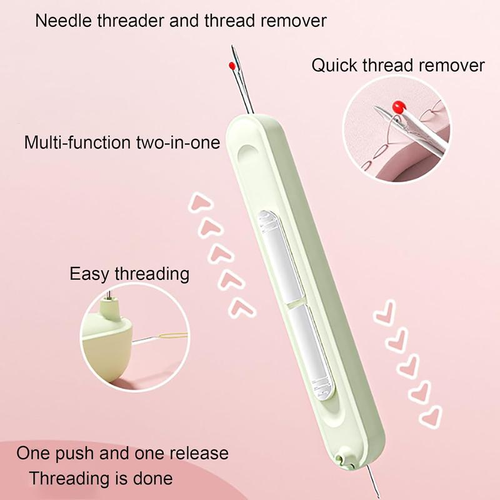 Multifunctional needle threader, 2-in-1 threading and seam ripping tool, elastic seam ripping needle threader, suitable for hand sewing, knitting, embroidery supplies