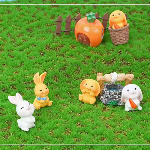 Creative Mini White Rabbit Home Decoration Cute Cartoon Simulation Animal Ornaments Easter Ornaments (10 Pieces per Pack)