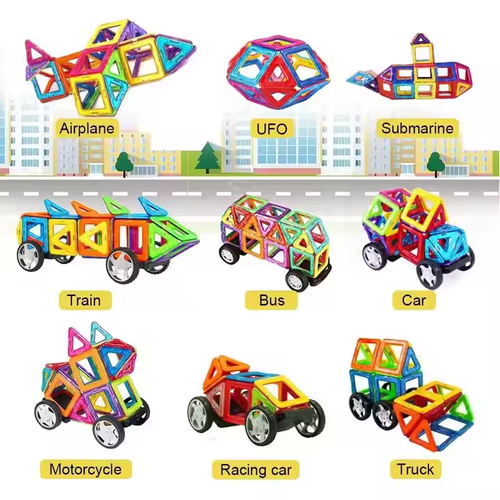 Children's colorful strong magnetic chip color box building block set building bricks educational learning toys