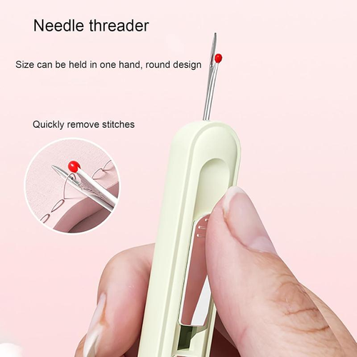 Multifunctional needle threader, 2-in-1 threading and seam ripping tool, elastic seam ripping needle threader, suitable for hand sewing, knitting, embroidery supplies