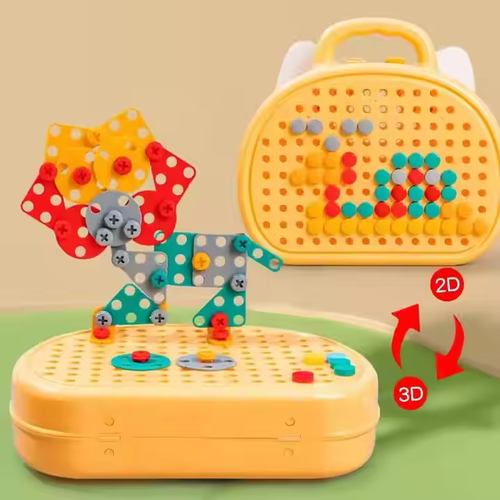 Children's educational screw toy simulation electric drill screw variable assembly building blocks tool box toy