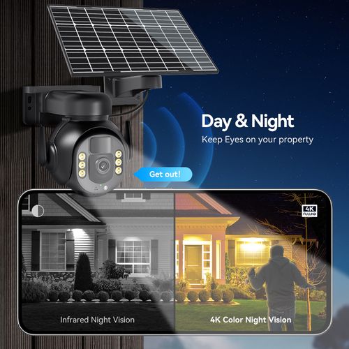 LTE smart solar surveillance camera, real-time mobile phone remote monitoring + one-click control, all-weather HD protection, solar energy endurance, easily protect the safety of the whole family