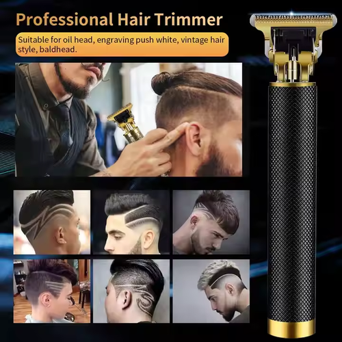 Professional Men's Hair Clipper Grooming Set Mustache T-Blade Lined Electric Shaver Stainless Steel Blade Battery Powered