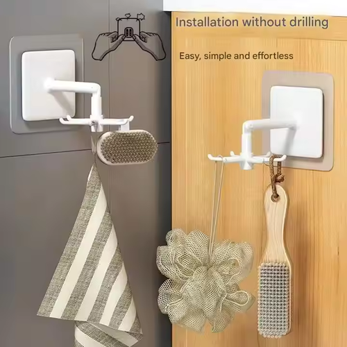 Rotating folding hook 360 degree hook self-adhesive 180 degree vertical flip hook home kitchen bathroom bedroom