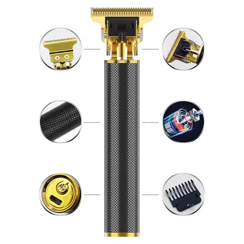 Professional Men's Hair Clipper Grooming Set Mustache T-Blade Lined Electric Shaver Stainless Steel Blade Battery Powered