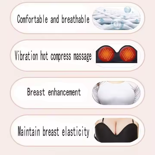 Portable rechargeable breast massager with heating, vibration and massage functions