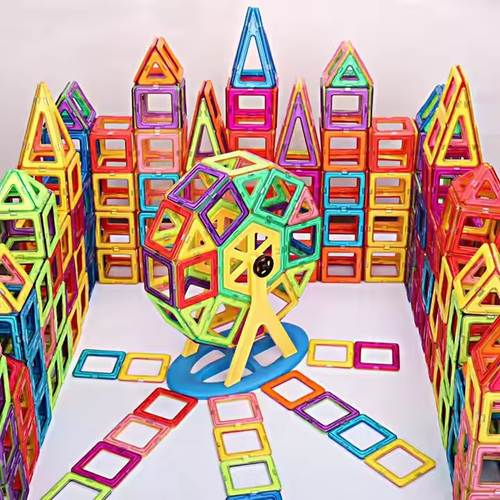 Children's colorful strong magnetic chip color box building block set building bricks educational learning toys