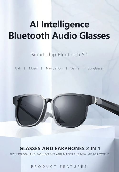 Interruptor automático Blue tooth Smart Glasses Óculos de sol do motorista com resposta de um clique grátis para ambos os ouvidos - fone de ouvido vestível inteligente