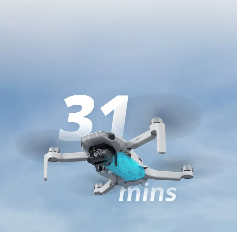 DJI Mini 4K – Mini-drone para filmagens aéreas em ultra-alta definição, com estabilização mecânica de três eixos e transmissão digital de vídeo
