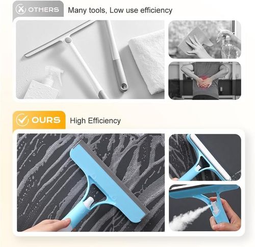 Double-side Glass Wiper Spray Mop Cleaning Brush Glass Car Windshield Window Cleaner Windows Squeegee with Spray Bottle