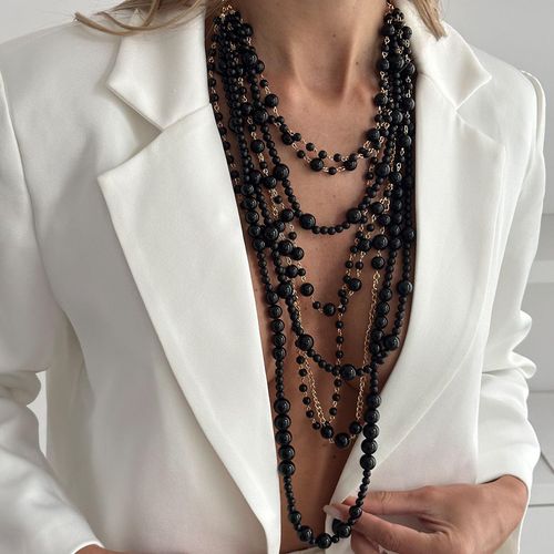 Boho Multi-Layer Faux Pearl Necklace for Women, Vintage Statement Fashion Jewelry, Versatile Gift for Daily Wear and Parties, String of Pearls