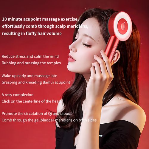 Massagem vibratória cabelo crescimento cabeça massageador pente couro cabeludo massageador escova com luz vermelha