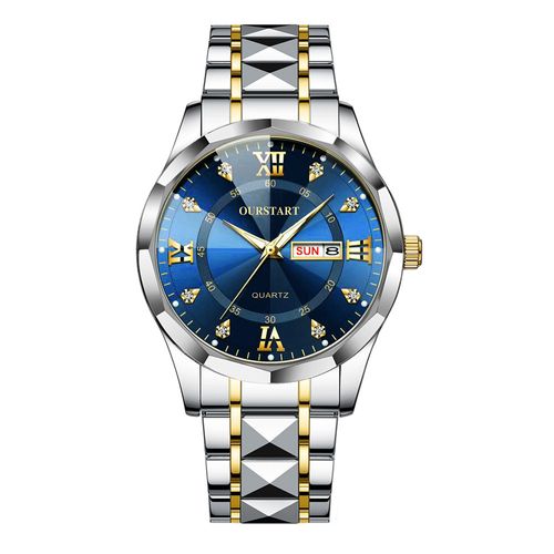 Ghanaian Tough Guy Style! Luminous Waterproof Dual-Calendar Rivet Watch