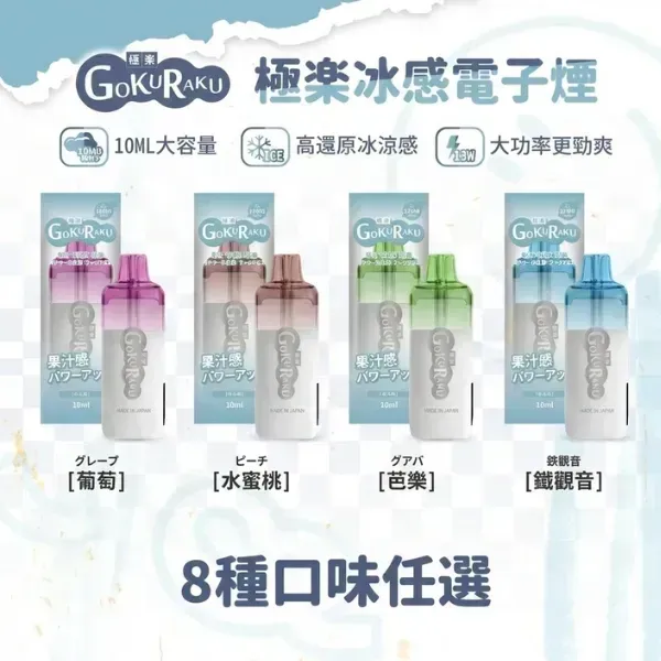 極樂GOKURAKU 12000口冰涼感一次性電子菸，台灣現貨可拋棄式電子煙