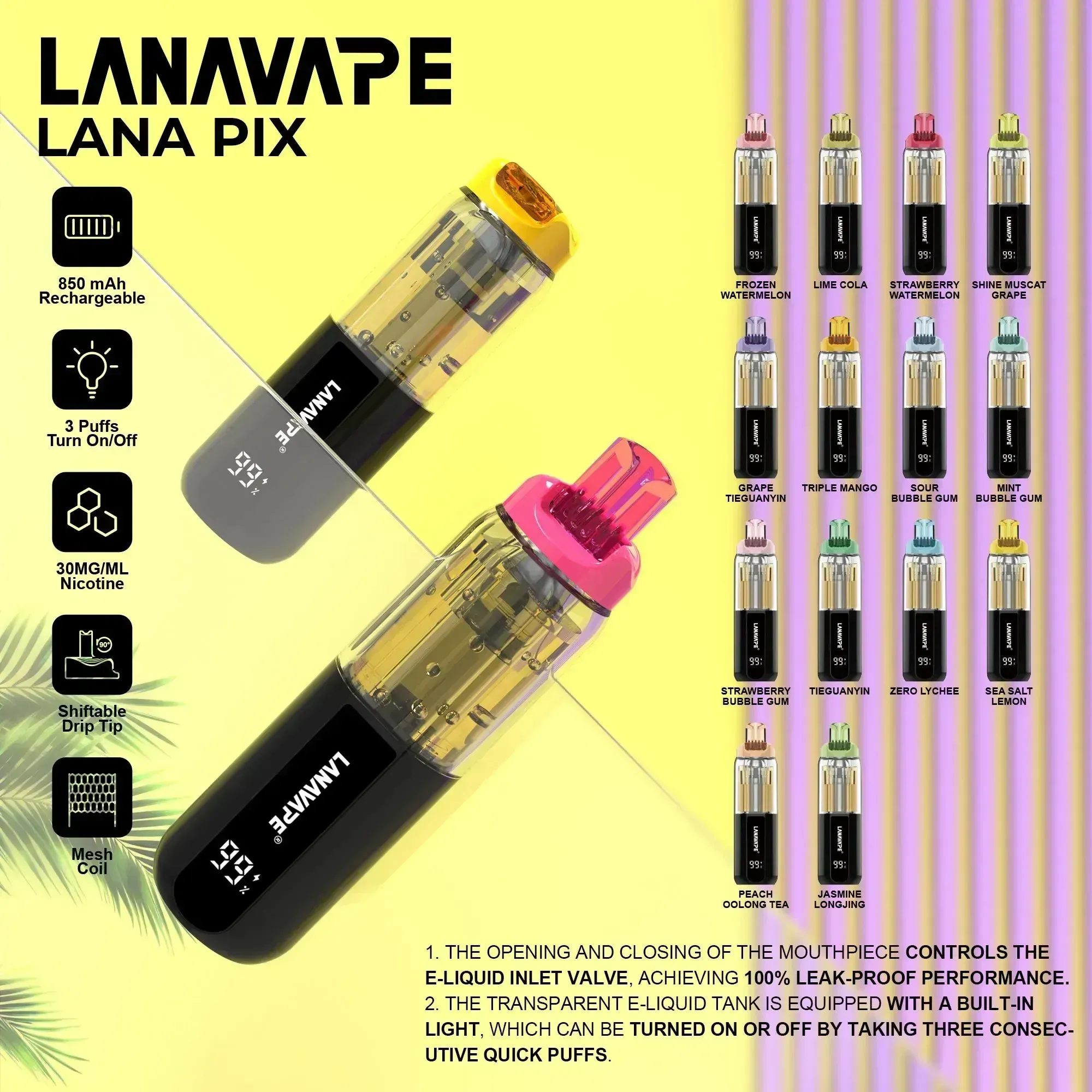 Lana 兩萬口 即棄式 折疊吸嘴款式 防塵又防漏 燈光可調