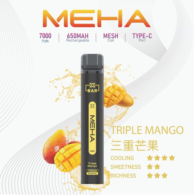 MEHA XBAR 小黑條拋棄式電子煙7000 口大容量｜多種口味任選｜台灣正版授權