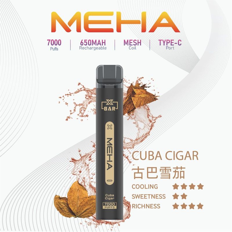 MEHA XBAR 小黑條拋棄式電子煙7000 口大容量｜多種口味任選｜台灣正版授權