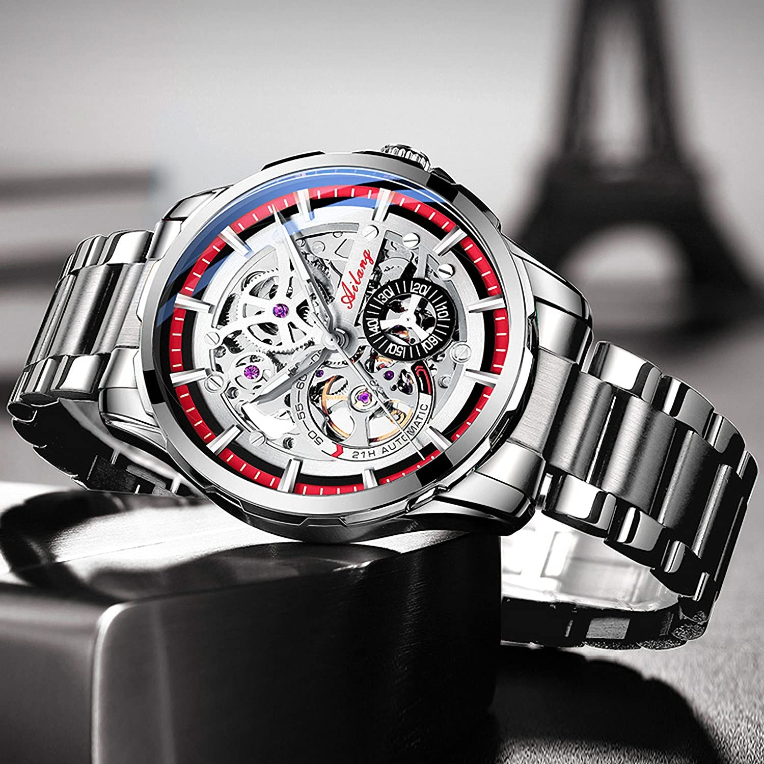 MASTER CRAFTSMAN Double Skeleton Automatic Watch - Swiss-ETA Standard Mechanical Movement with 21 Jewels | Exhibition Case Back with Anti-Reflective Coating