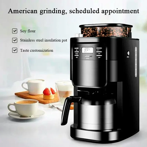 MR1028 Fully Automatic Coffee Machine 850W Conical Burr 1L Large Tank 8Cup OneTouch Brewing American Espresso Latte MultiFunction Ideal for Home