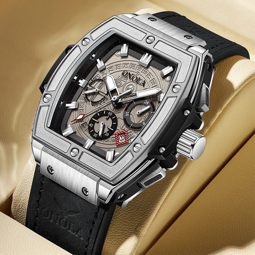 MARK FAIRWHALE Futuristic Automatic Men's Watch - Wormhole Concept 3D Skeleton Tonneau Dial, 50M Water Resistant, Luminous Hands with Date & Day Display, Multi-Function Business Sport Wristwatch - Includes Premium Gift Box