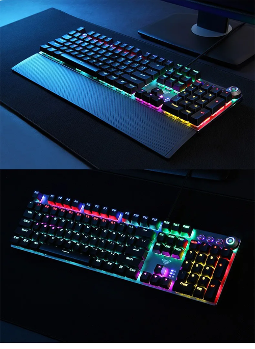 Africa Gaming Choice! 104-Key Dual Mode Keyboard｜Anti-Ghosting + 22 RGB Backlit｜Multimedia Knob Control｜50M Keystroke Life｜Built for Pro Gamers