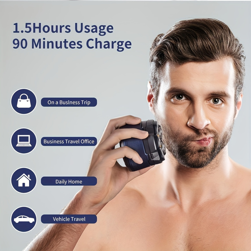 Premium Rotary Shaver - 6+ Floating Blades | LED Display | 60min Runtime | 1200-2000mAh Battery | USB Fast Charge | 36-45dB Quiet | Detachable Washable Heads