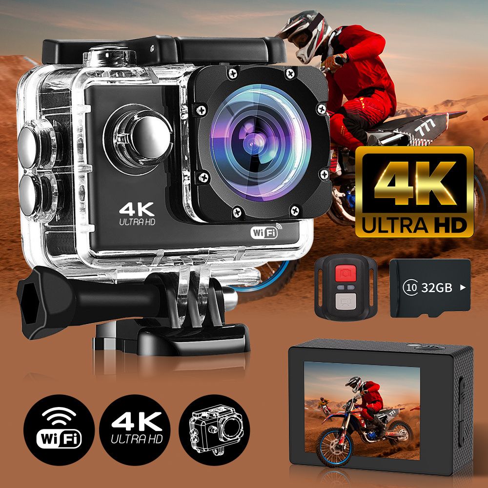H16-4 Professional Action Camera LingTong 4248 Processor 8MP 140° A Grade Ultra-Wide Lens 1080P720P Dual HD Recording 30m Waterproof Dustproof 20 LCD Real-Time Preview Built-in G-sensor Motion Detection Seamless Loop Recording HDMI Output Supported Low-Light Night Vision Extreme Temperature Resistance Must-Have for Outdoor Sports Travel Vlogging