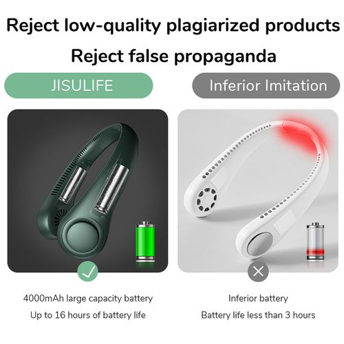 Portable Neck Fan, 4000 mAh Battery Rechargeable, 5 Speeds Adjustable,Twistable Hands-Free Bladeless Neckband for Sports