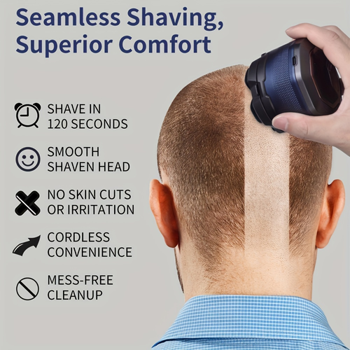 Premium Rotary Shaver - 6+ Floating Blades | LED Display | 60min Runtime | 1200-2000mAh Battery | USB Fast Charge | 36-45dB Quiet | Detachable Washable Heads