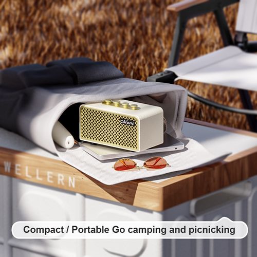 Marshall Emberton III Cream Bluetooth Speaker - Perfect for Outdoor Parties with Deep Bass Performance