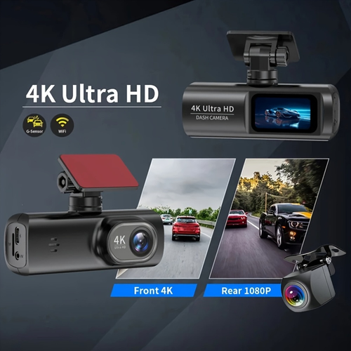 V22 4K Dual Dash Cam - 2160P Night Vision | 170° Dual Lens | F2.0 Aperture | WiFi & GPS | Parking Monitor + Motion Detection | Includes +64G Cards