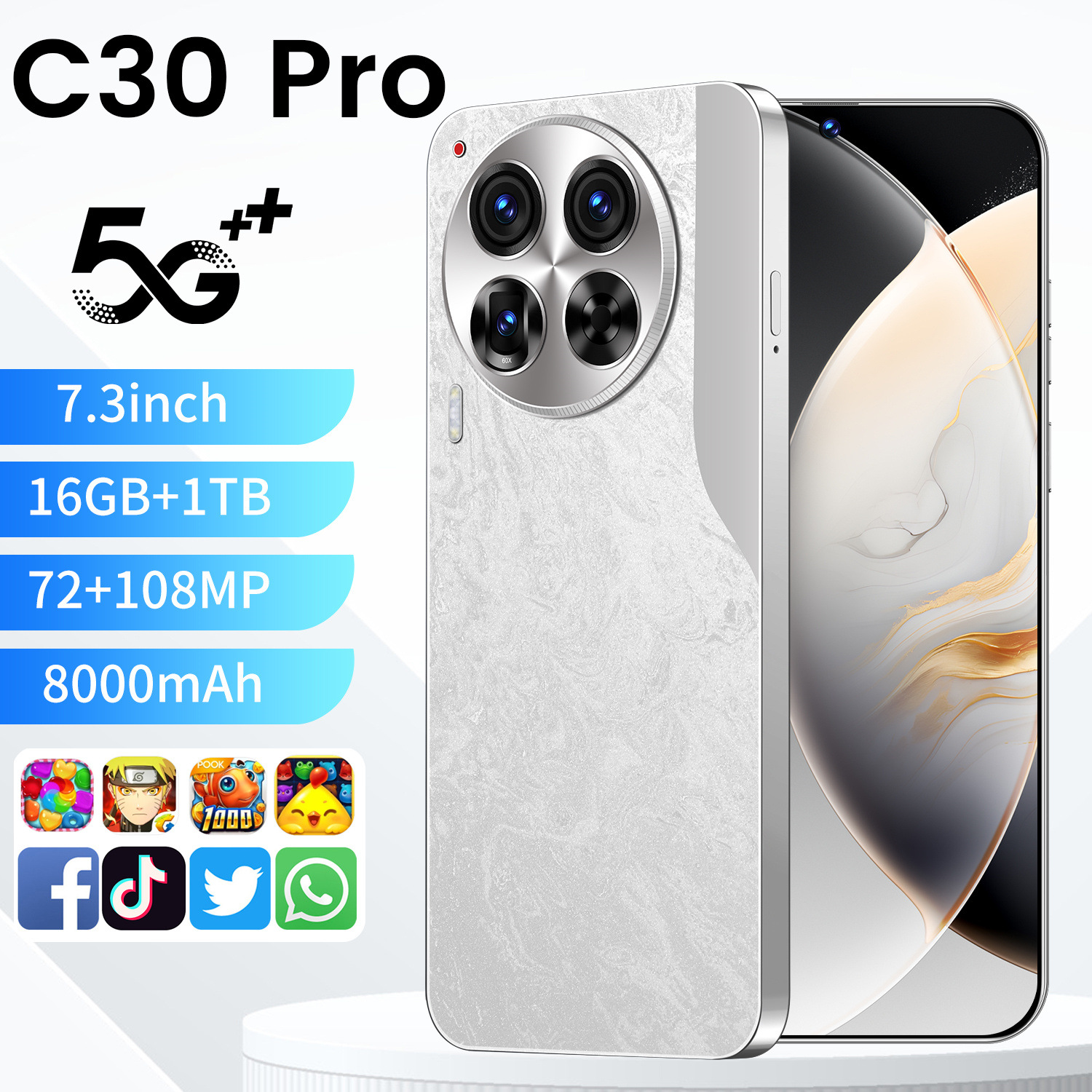 🔥 Flagship Experience, C30 Pro 6.0 Display,16GB+1TB Storage,MTK Quad-Core,4000mAh Battery | 20MP Camera | Global Dual SIM