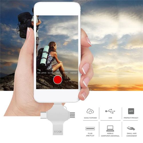 4 In 1 Memory 128 GB Micro SD Card Reader For IPhone Ipad Android Mac PC Camera Type C Lighting Usb C Android Reader Portable Reader