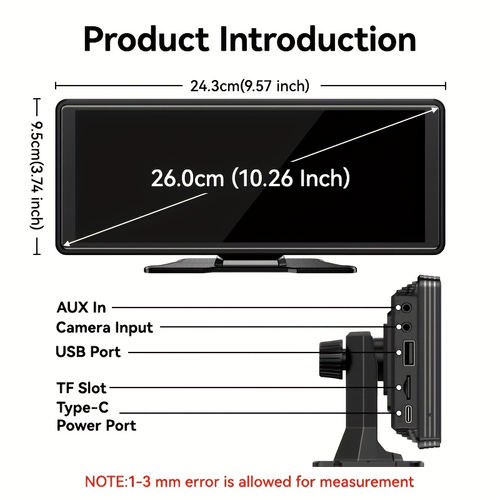 B5303 Car MP5 Player 1026 IPS HD Screen AHD Rear View Camera Support Bluetooth 50 DualBand WiFi Allwinner Melis OS Wired Wireless CarPlay H265 MP4 Video Playback Portable Car Entertainment Hub