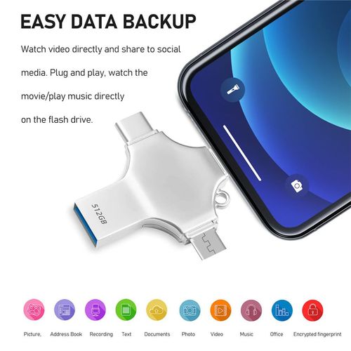 4 In 1 Memory 128 GB Micro SD Card Reader For IPhone Ipad Android Mac PC Camera Type C Lighting Usb C Android Reader Portable Reader