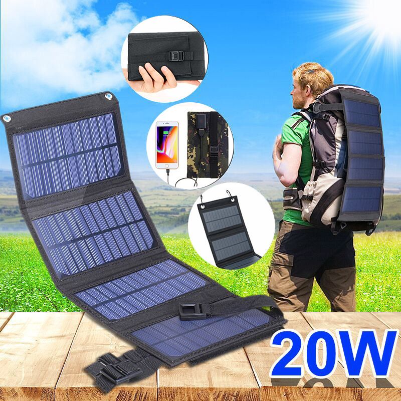 20W Portable Solar Foldable Charger Bag – All-in-One 1 Adapter for 10+ Chargers, USB 5V Output | Compatible with Various Chargers | Ideal for Outdoor, Camping & Emergency Use | Phone Charging | Solar-Powered | Perfect for Multiple Festivals