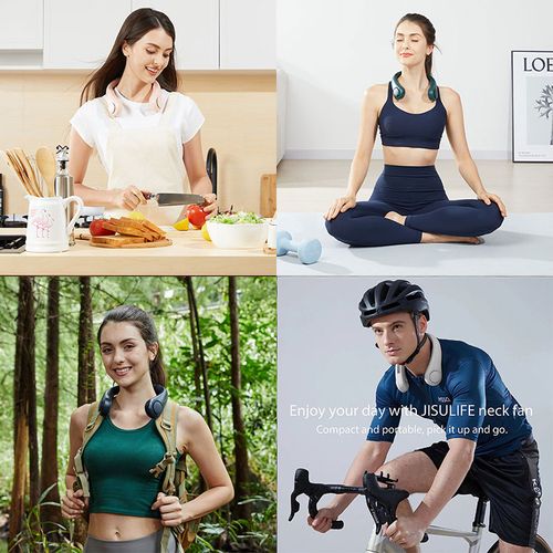 Portable Neck Fan, 4000 mAh Battery Rechargeable, 5 Speeds Adjustable,Twistable Hands-Free Bladeless Neckband for Sports